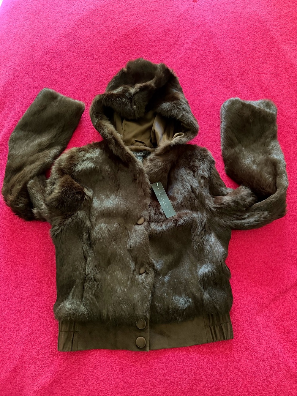Laundry by Shelli Segal Women’s Rabbit Fur Hooded Jacket